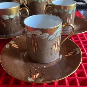 ANTIQUE CZECH M-Z DEMITASSE TEACUPS AND SAUCERS